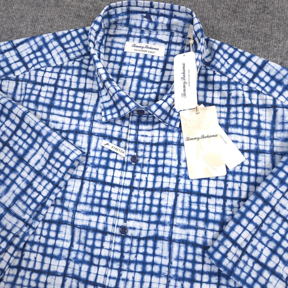 Tommy Bahama Coast Shirt Mens 2XLT Cobalt Craze Washed Away AOP IslandZone NEW